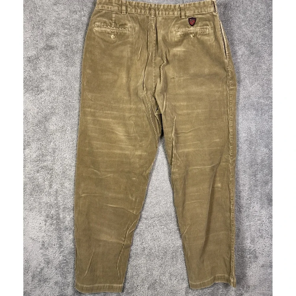Vintage Polo Ralph Lauren Pants Mens 36x31 Corduroy 90s Chino Trouser Golf Crest